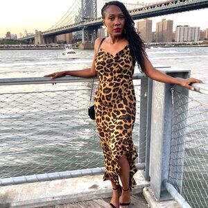 Missguided Leopard Print Ruffle Hem Slip Dress – Size 6